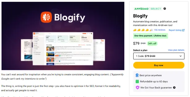 Blogify lifetime deal
